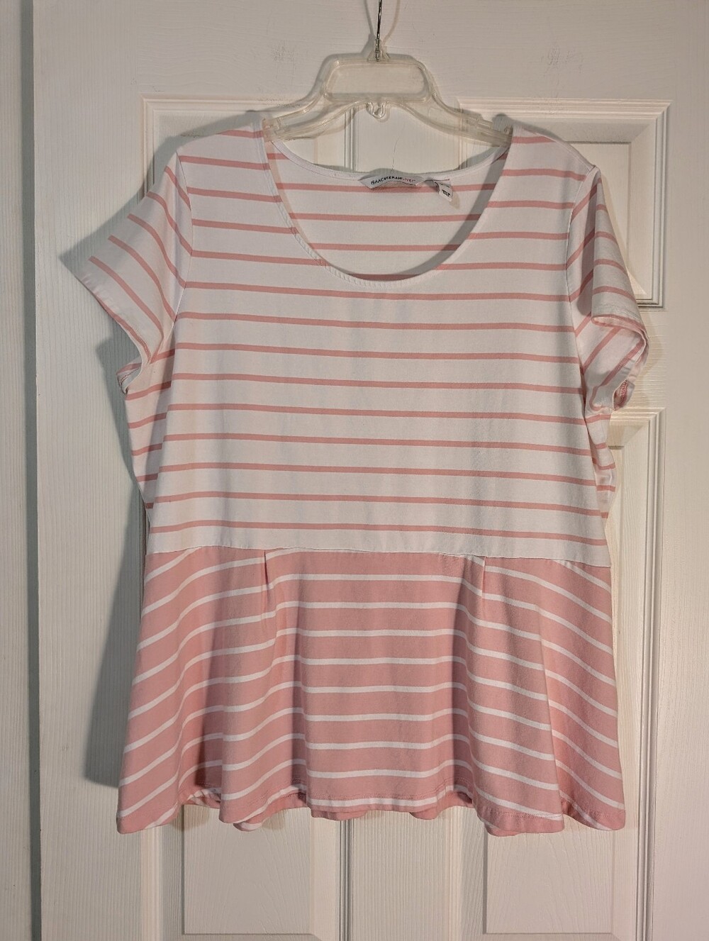 Isaac Mizrahi Live Contrasting Color Striped Peplum Shirt Size XL